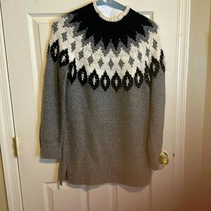 Ann Taylor loft fair aisle sweater, black gray, and white